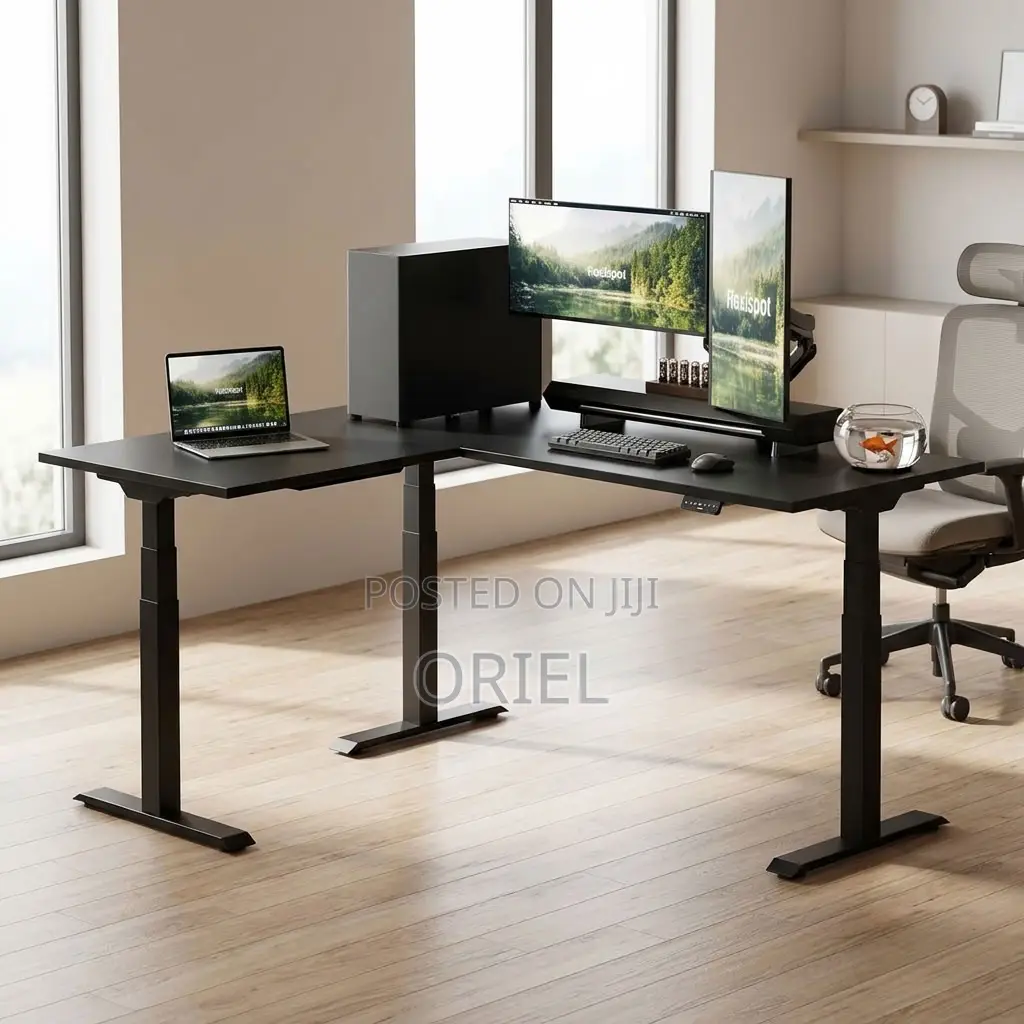 Electric L-Shaped Executive Desk – Modern Director’s Workstation