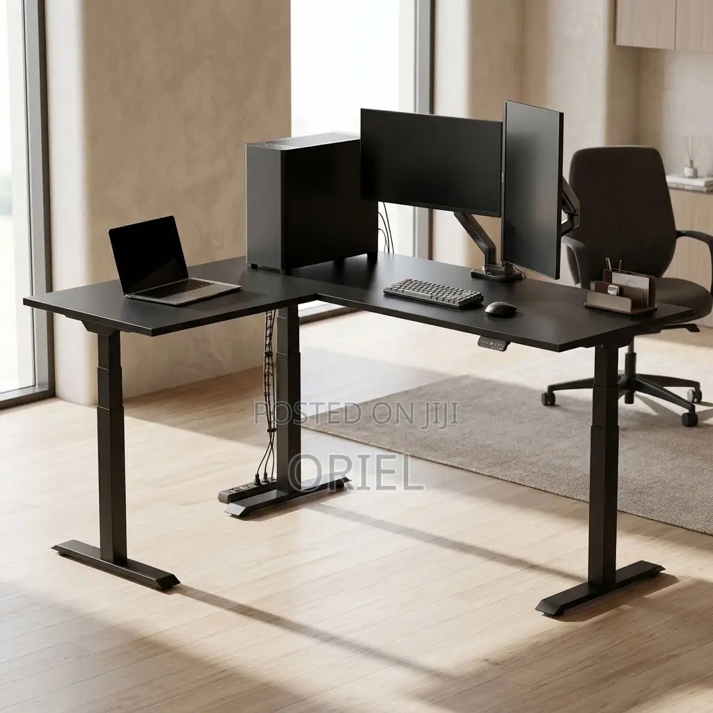 Electric L-Shaped Executive Desk – Modern Director’s Workstation