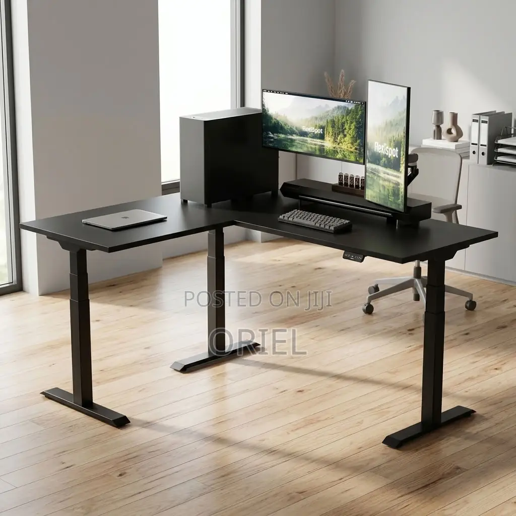 Electric L-Shaped Executive Desk – Modern Director’s Workstation