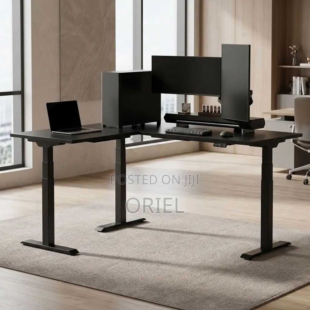 Electric L-Shaped Executive Desk – Modern Director’s Workstation