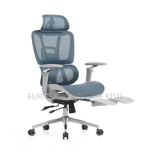 Gray Mesh Office Chair With Fcootrest