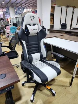 Gaming Chair – Black and White Racing Style With Headrest