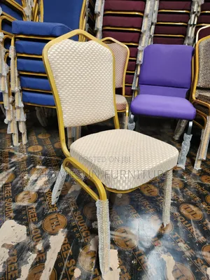 Banquet Chair – Cream Patterned Upholstered Gold Frame Event Chair