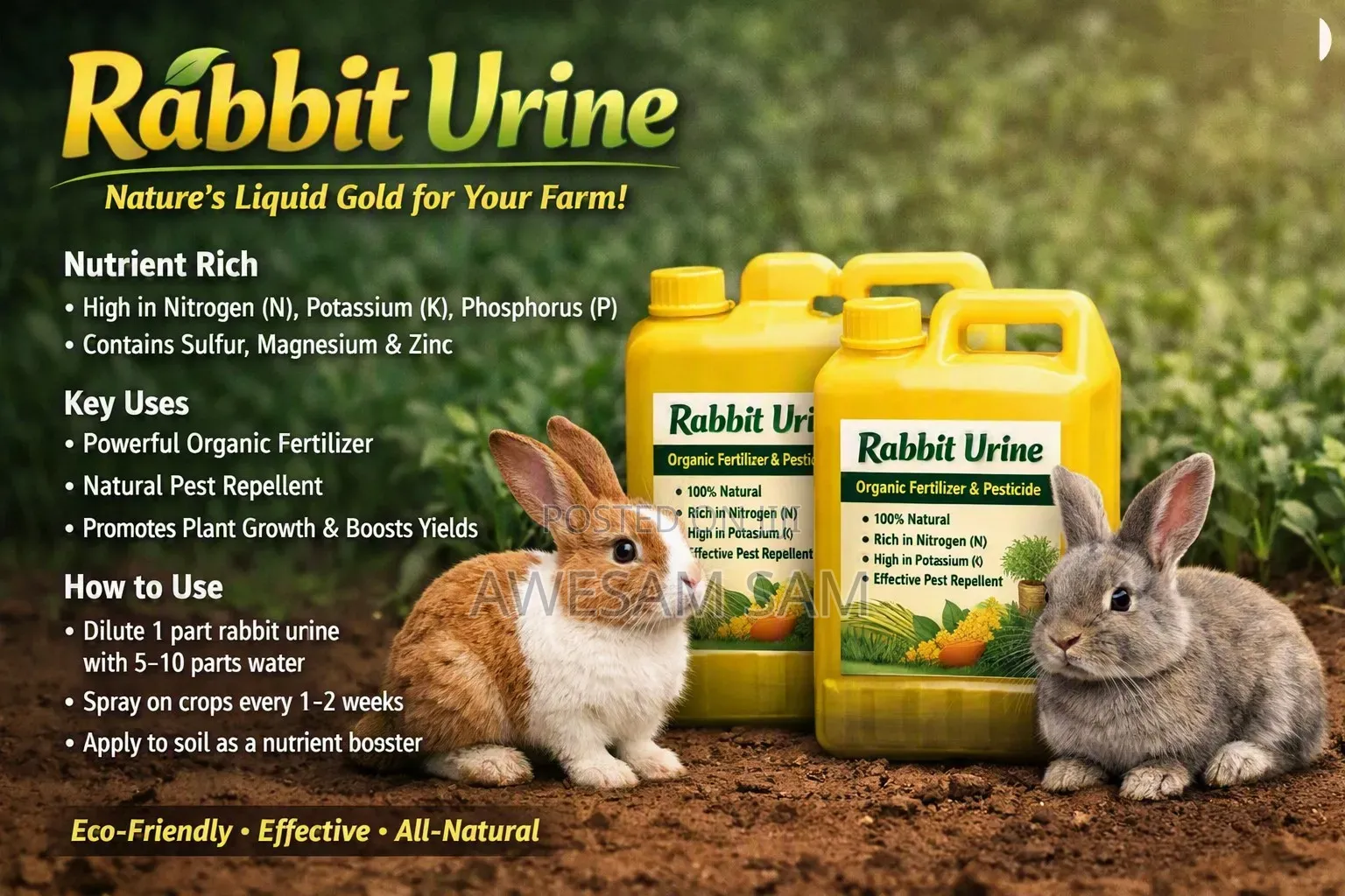 Organic Rabbit Urine Fertilizer