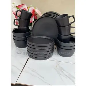 Well Finished Porcelain Dinner Set 24pcs Black Dinnerware Set