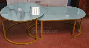 2 in 1 Marble Nesting Coffee Table (Glass Effect) White