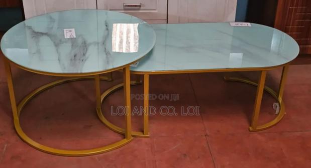 2 in 1 Marble Nesting Coffee Table (Glass Effect) White