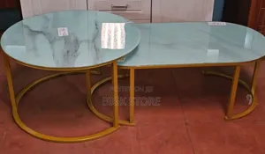2 in 1 Marble Nesting Coffee Table (Glass Effect) White