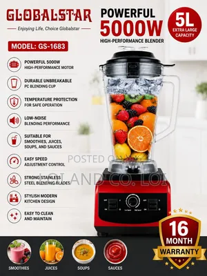 5 Litres GS-1683 5000W 2 in 1 Globalstar Commercial Blender