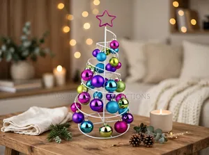 Modern Decorative Christmas Tree Tower Made of White Spiral Wire