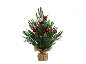 Realistic PE Material Mini Christmas Tree With Red Berry Decor