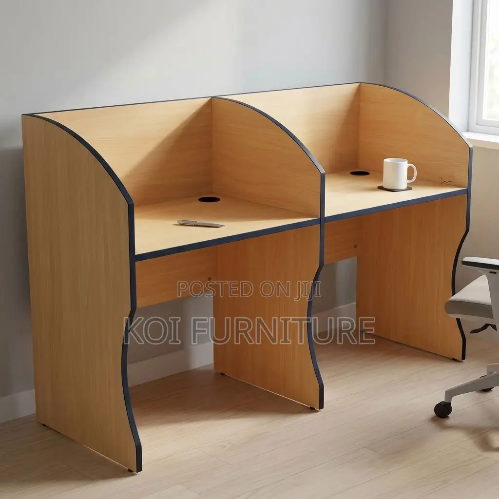 Two Users Modern Workstation | Brown 2 User Working Table