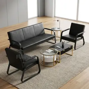 Five Seaters Executive Sofa Set | Leather Modern Reception Sofa Set