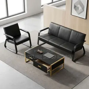 Five Seaters Executive Sofa Set | Leather Modern Reception Sofa Set