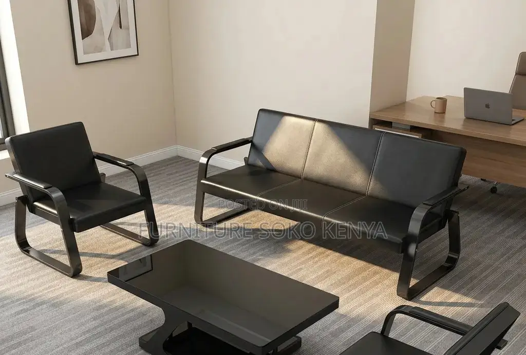 Five Seaters Executive Sofa Set | Leather Modern Reception Sofa Set