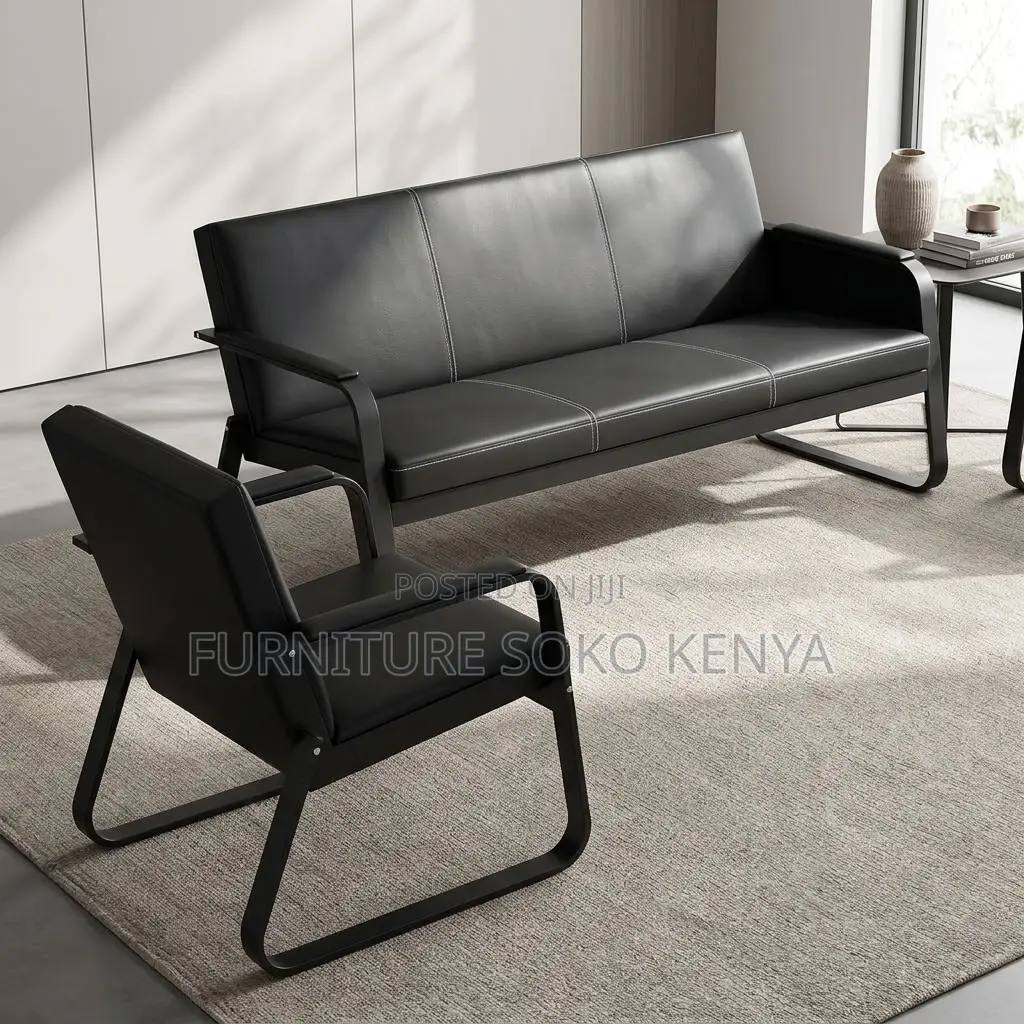 Five Seaters Executive Sofa Set | Leather Modern Reception Sofa Set