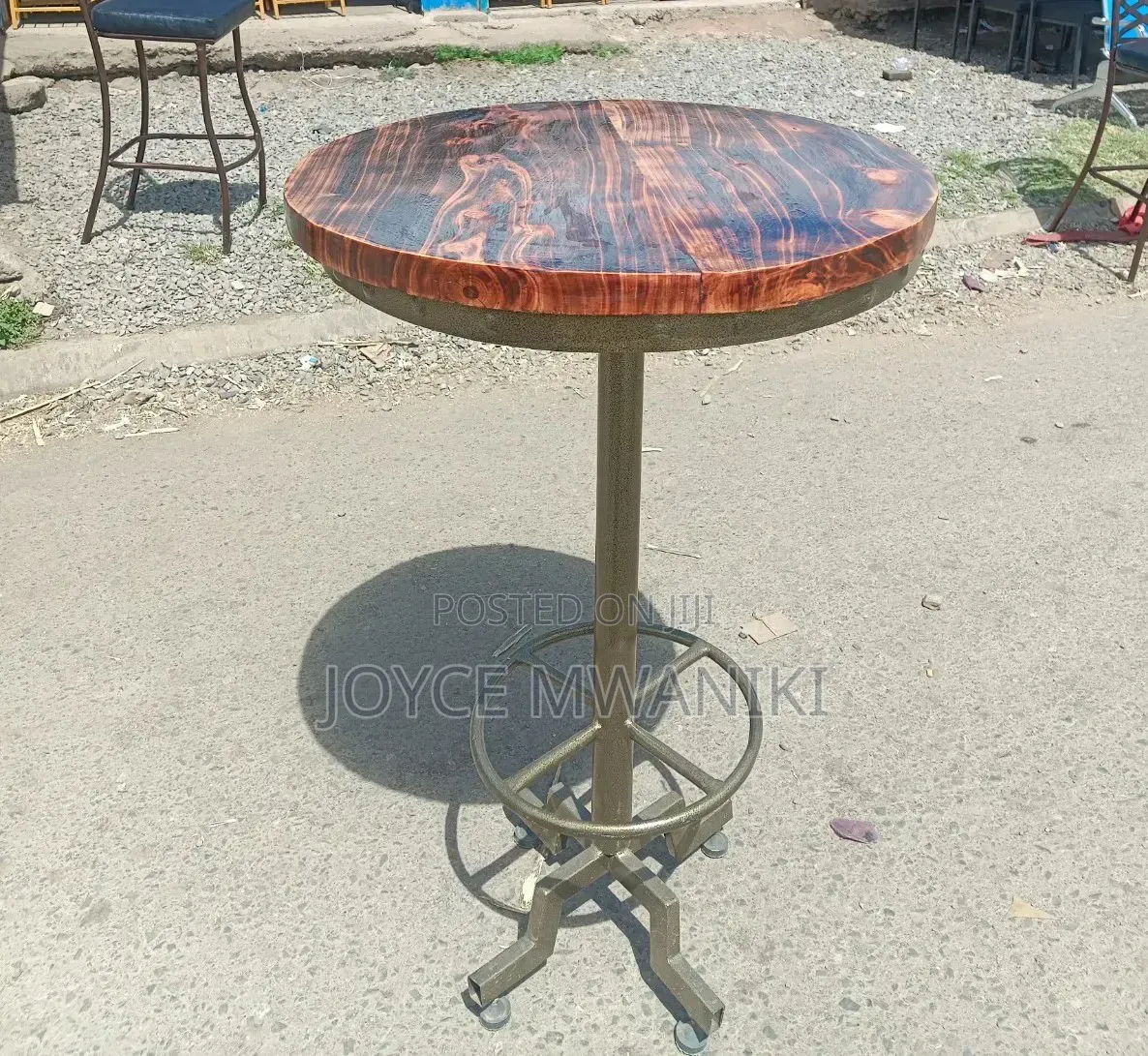 Wooden High Bar Round Table 