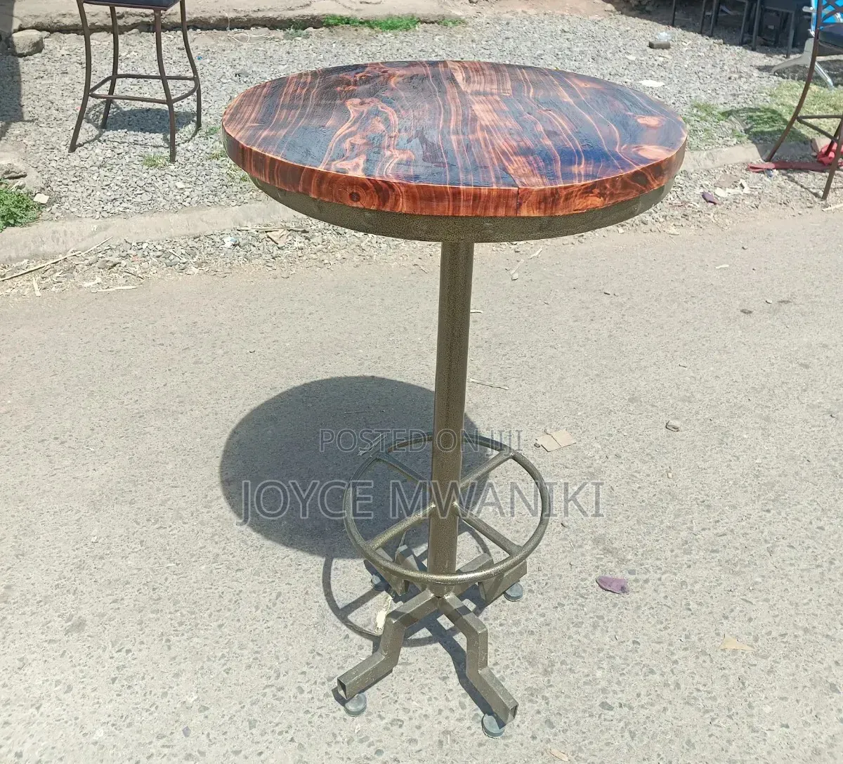 Wooden High Bar Round Table 