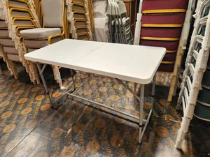 Folding Table – Heavy-Duty White Utility Table With Metal Legs