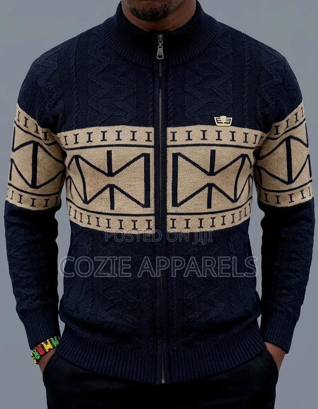 Men's Full-Zip Geometric Knit Cardigan Sweater