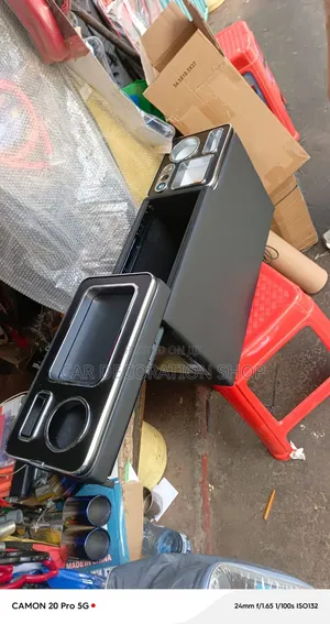 Noah Armrest Box With Led Lighting With Sliding Top Tier, Storage Box