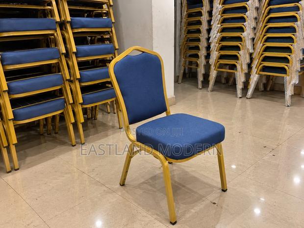 Blue Banquet Chair – Gold Frame Conference and Church Chair