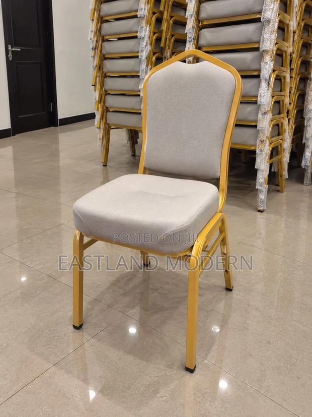 Grey Banquet Chair – Gold Frame Church and Event Chair
