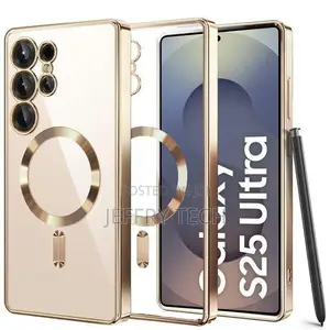 Gold Electroplated Magnetic Transparent Case Samsung Galaxy S25 Ultra