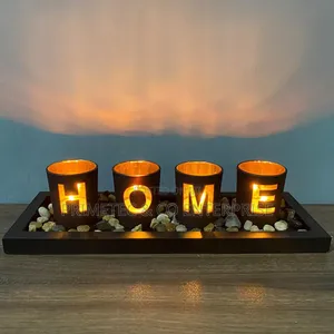 HOME - Branded 4pc Glass Candle Holder Set