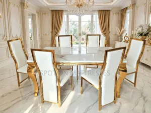 Limited Stock Hurry! Royal Luxury Family Marble Dining Set + Delivery!