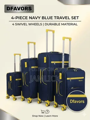 DFavors 4-Swivel Wheels Travel Suitcase – Black & Navy Blue - JM