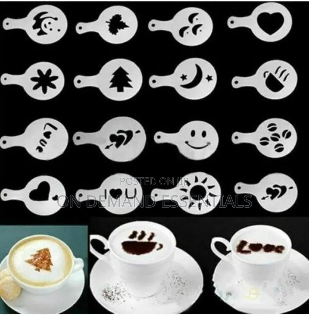 16pcs Cappuccino Coffee Barista Stencils Template