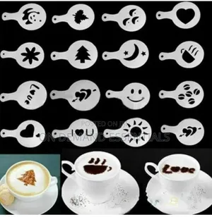 16pcs Cappuccino Coffee Barista Stencils Template