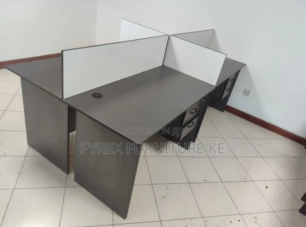 Dark Grey Cluster With White Privacy Dividers and Drawers