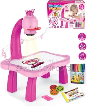 Educational Kids Art Drawing Projector Table Pink and Blue*