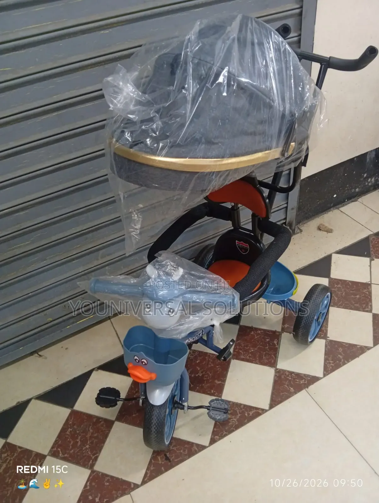 Tricycle With Canopy And Push Handle