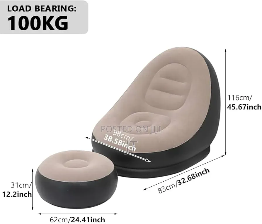 2in1 Inflatable Sofa With Foot Rest Stool and Manual Pump