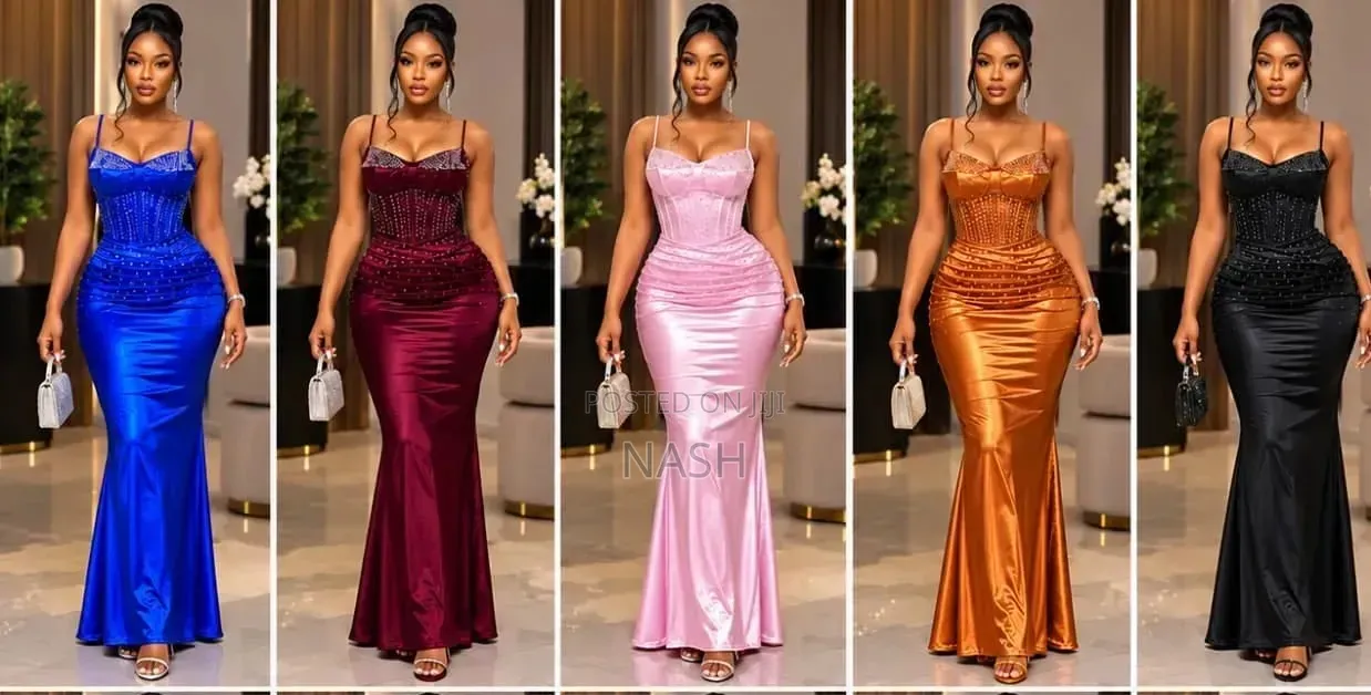 Premium Off-Shoulder Satin Corset Evening Dinner Gown