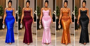 Premium Off-Shoulder Satin Corset Evening Dinner Gown