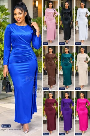 Luxury Long-Sleeve Ruched Satin Maxi Dinner Dress