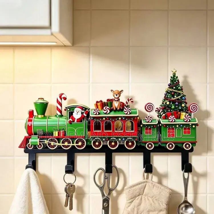 Multipurpose Christmas Tree Train Wall Hook Rack