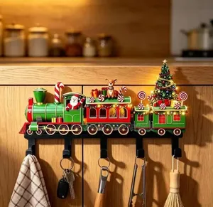 Multipurpose Christmas Tree Train Wall Hook Rack