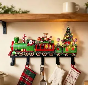 Multipurpose Christmas Tree Train Wall Hook Rack