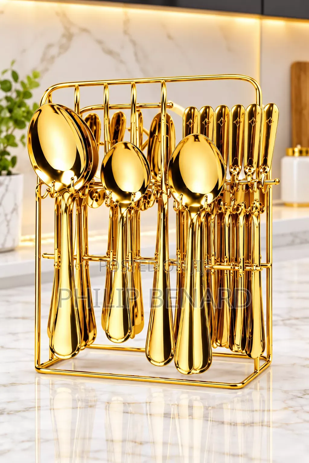 24-Piece Gold Stainless Steel Cutlery Set
