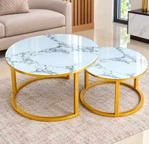Coffee Table – Marble Design Nesting Set With Gold Legs