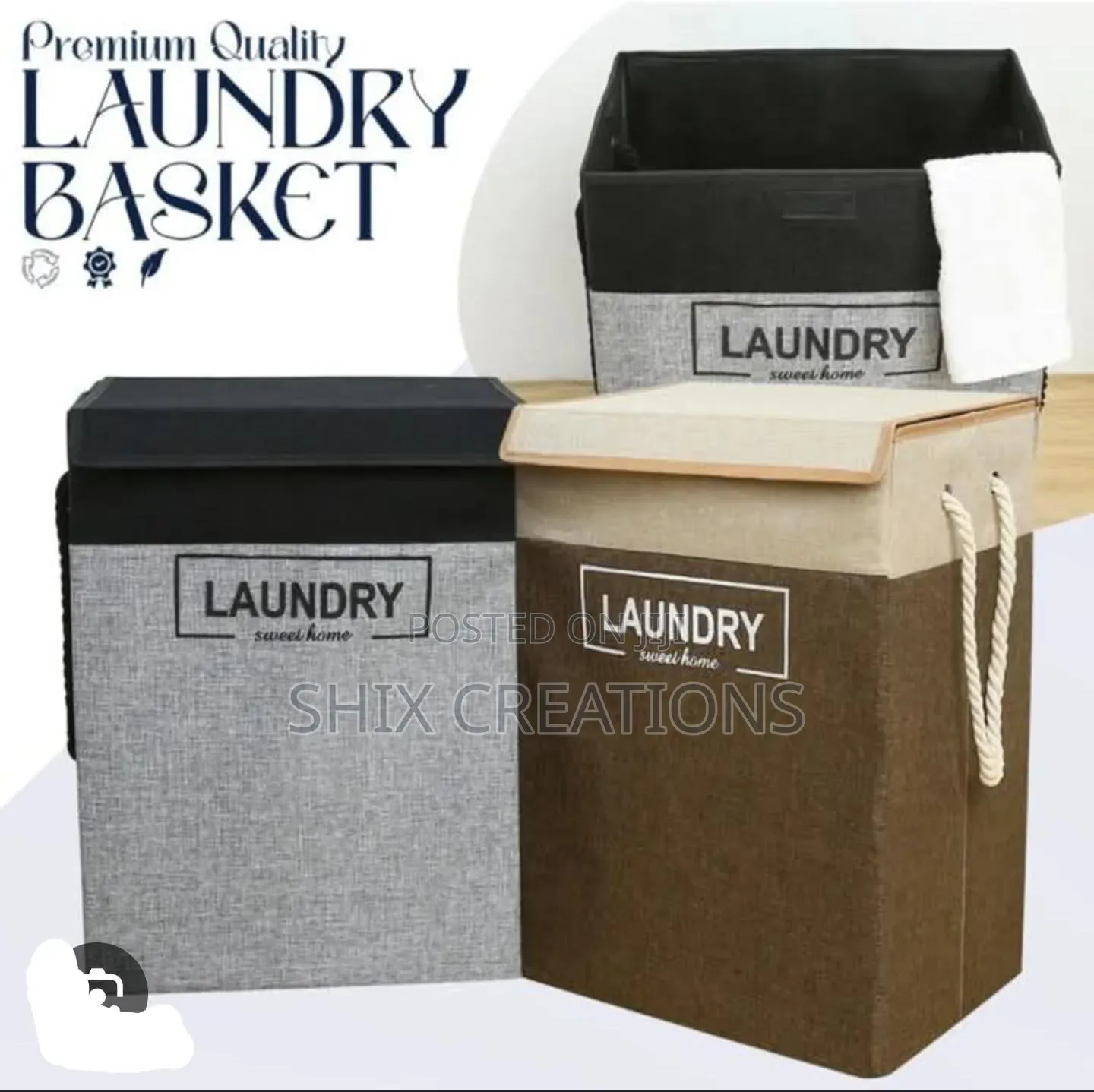 70 L Foldable Jute Robe Laundry Basket