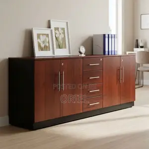 Office Cabinet : 4-Door 4-Drawer Storage Credenza