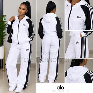 Women's ALO White & Black Tracksuit Set – Stylish Sporty Two-Piece