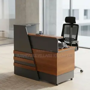 Reception Desk; 1.2 M Brown Modern Wooden Front Reception Desk