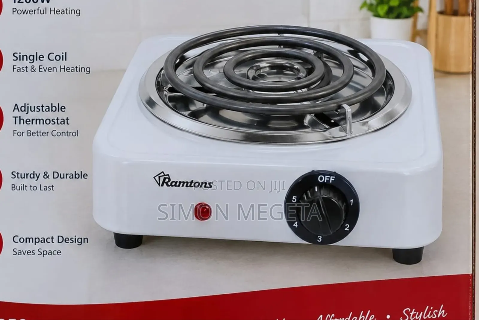 Ramtons RM/250 - Single Spiral Plate Cooker - Silver (1YR WRTY)